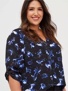 Torrid Harry Potter Patronus Black 3/4 sleeve Blouse Torrid Size 1 (16W)